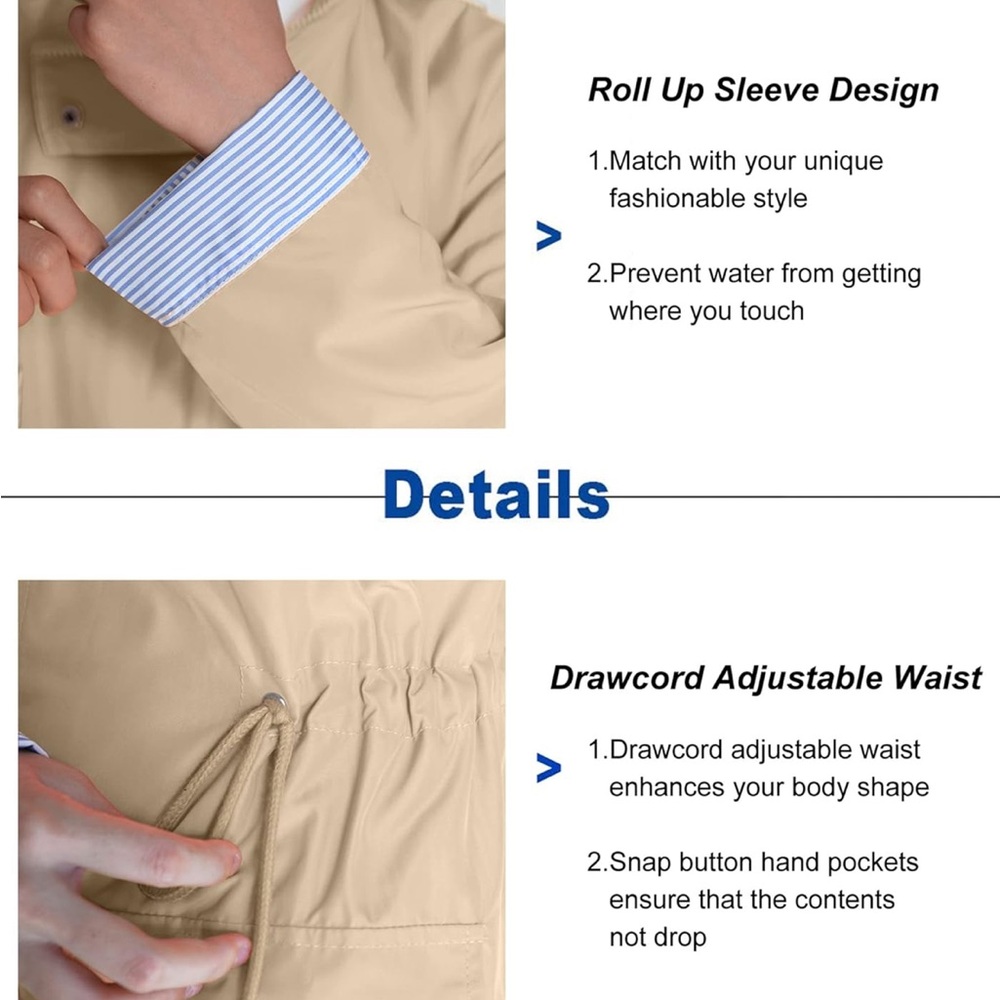 Women's Khaki Raincoat - Picture 5 of 6